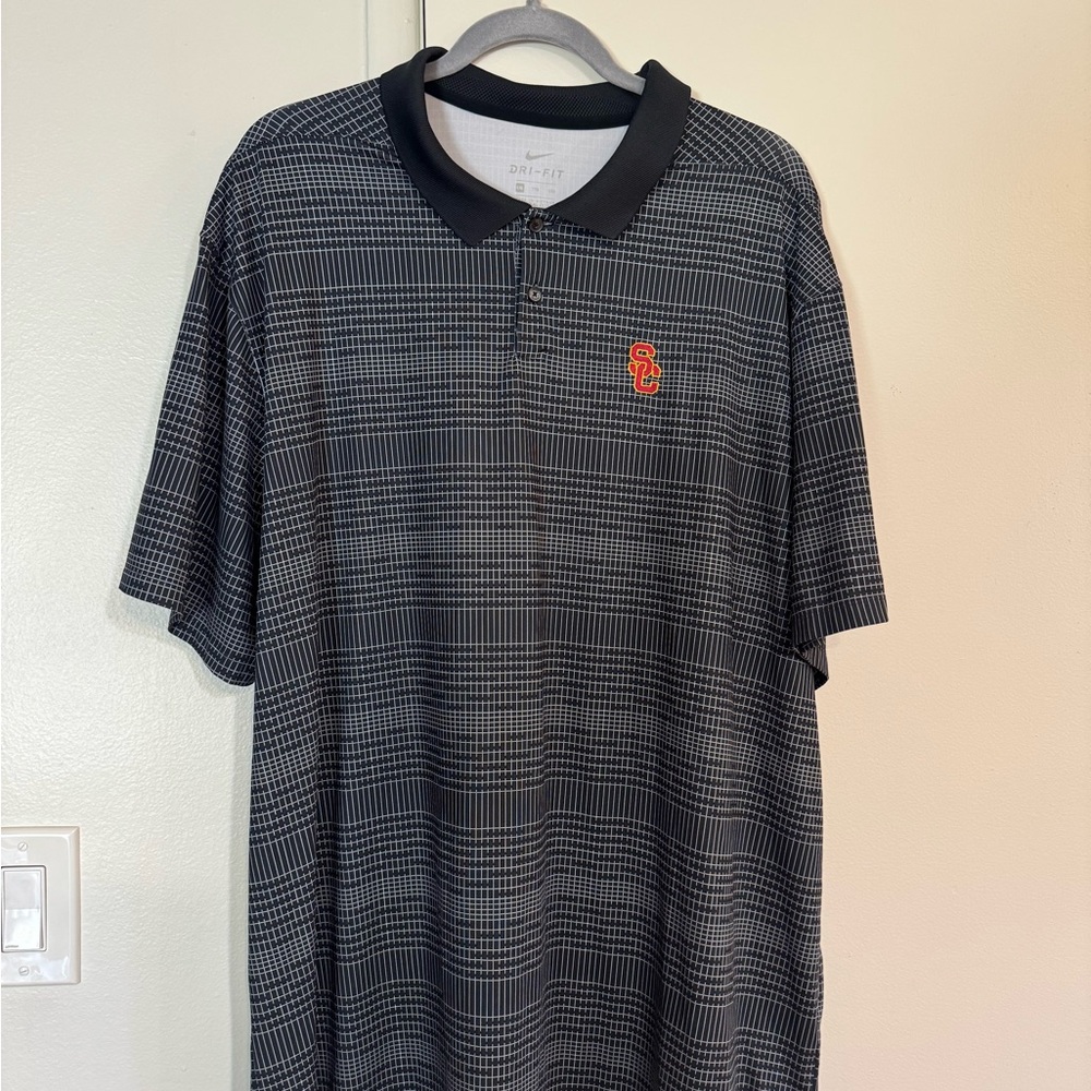 Nike Black and Gray Checkered Polo Shirt
